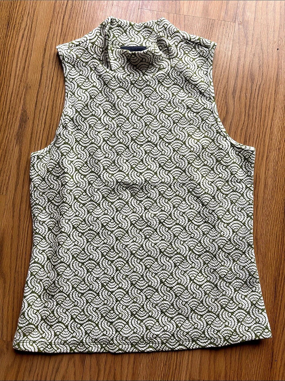Maeve Sleeveless Mock-Neck Sweater Tank Green & White Size Medium